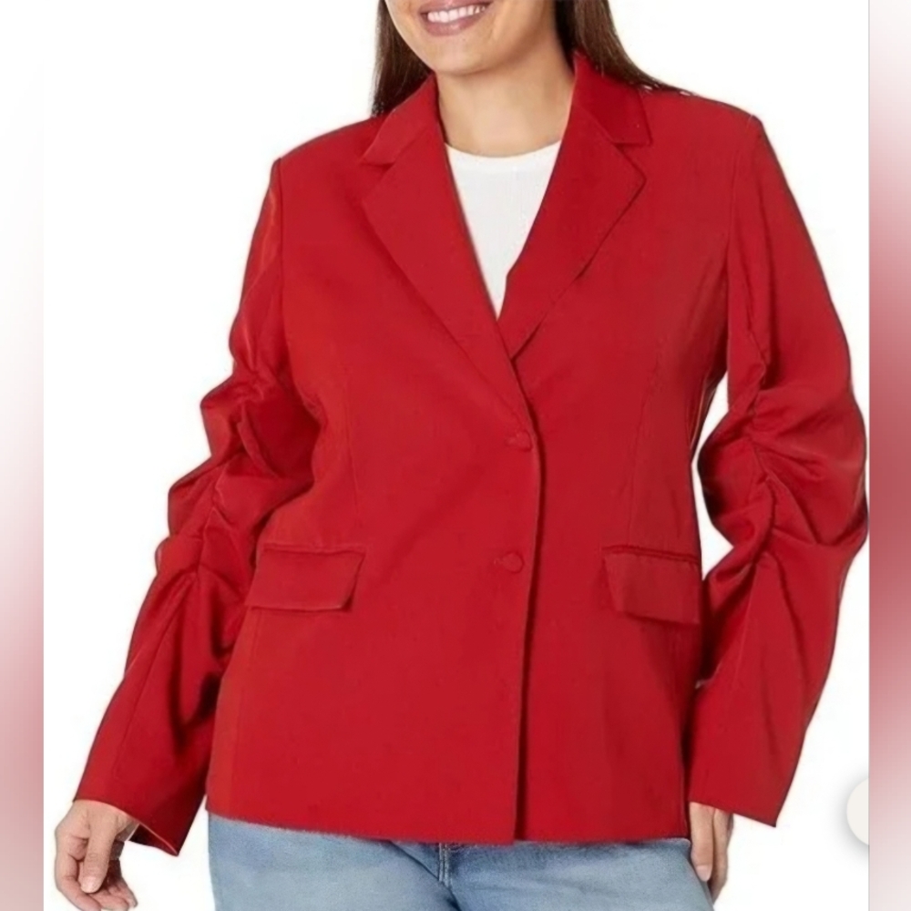 THE DROP Ruched Sleeves Blazer